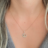 Gold Pave and Ribbed Diamond Moon Necklace