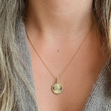 Gold Diamond Ribbed Round Evil Eye Pendant