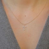 Gold Pave Diamond Cross Necklace