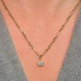 Gold Lab Grown Emerald Bezel Prong Pendant