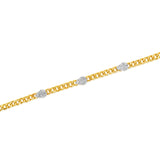 Gold Illusion Diamond Triple Pear Curb Link Bracelet