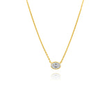 Gold Diamond Oval Lab Grown Necklace