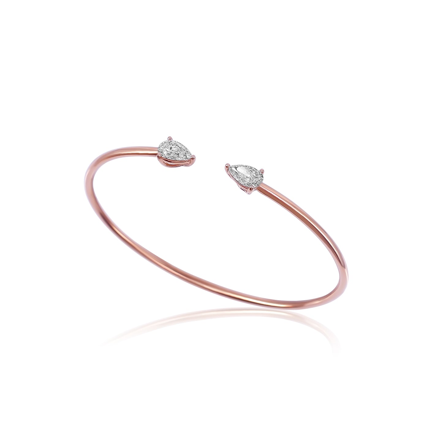 Gold Lab Grown Diamond Double Pear Bangle