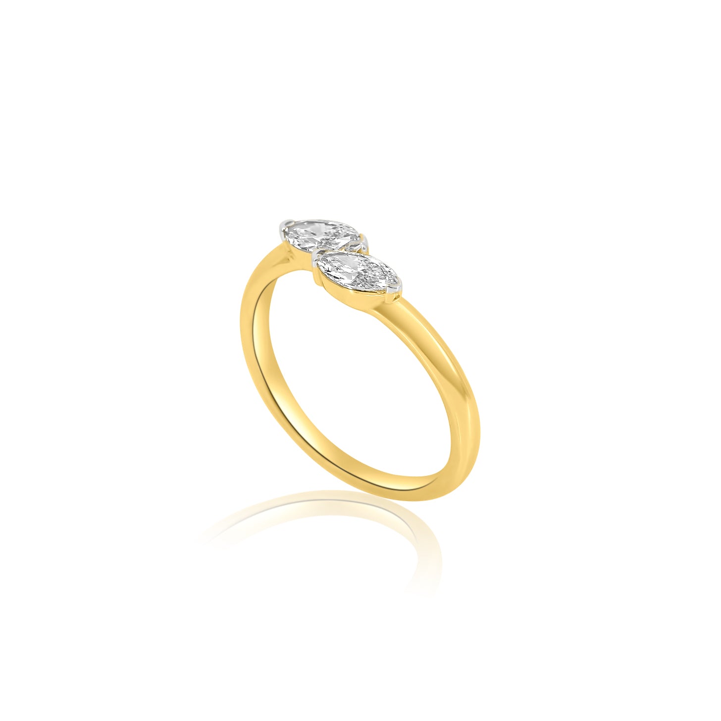 Gold Diamond Double Marquise Lab Grown Ring by Monisha Melwani