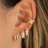 Gold Diamond Cage Lobe Stud Earrings