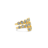 Gold Multi Diamond Shape Bezel Wrap Ring