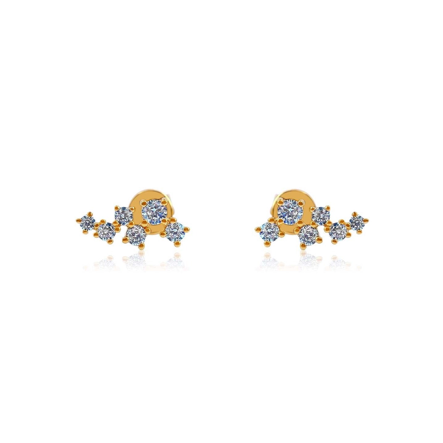 Gold Diamond Cluster Climber Earring