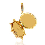 Gold Diamond Wheel Locket Pendant