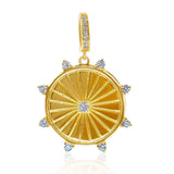 Gold Diamond Wheel Locket Pendant