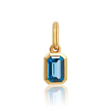 Gold Emerald Shaped London Blue Topaz Charm