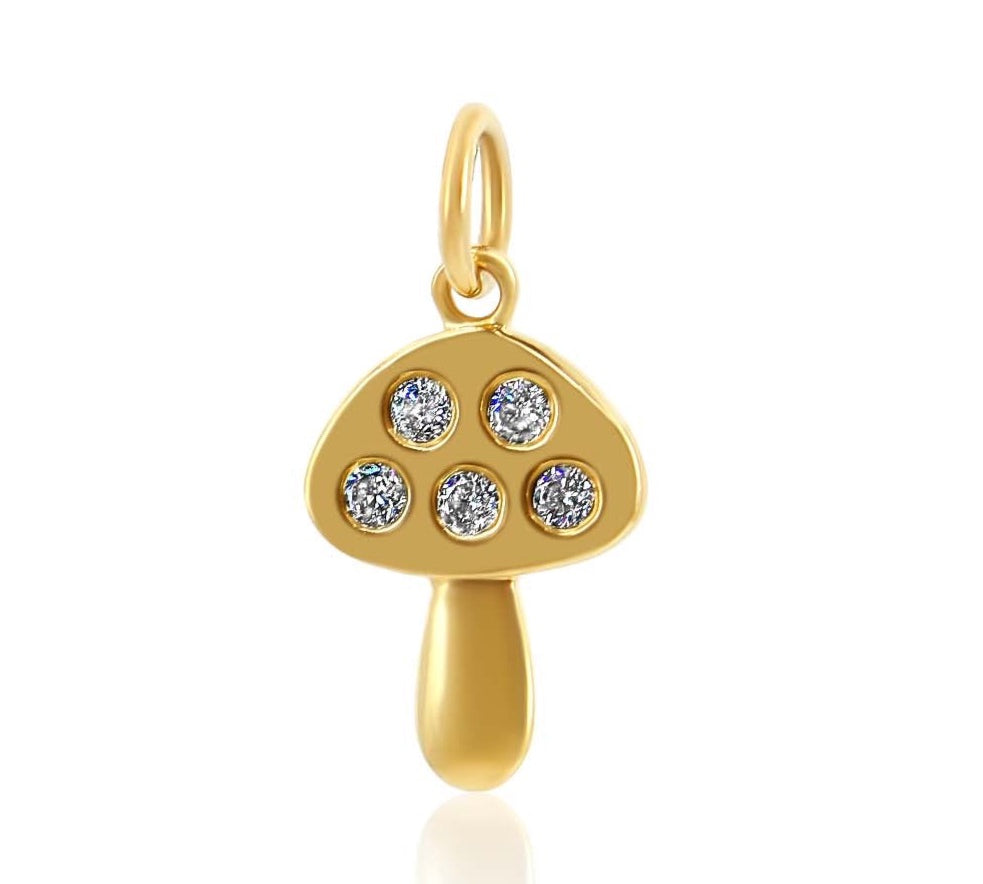 Gold Diamond Mushroom Charm