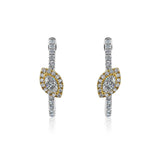 Gold Yellow Diamond Marquise Hoop Earrings