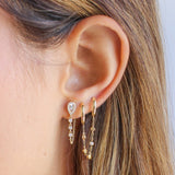 Gold Inverted Illusion Pear Bezel Loop Earring