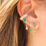Gold Emerald Chain Loop Earring