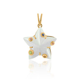 Gold Multi Sapphire Moonstone Star Pendant