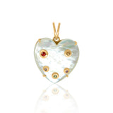 Gold Multi Sapphire Mother of Pearl Heart Pendant