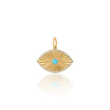 Gold Diamond Turquoise Fluted Evil Eye Pendant