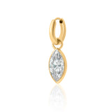 Gold Lab Grown Diamond Marquise Bezel Hoop Earring