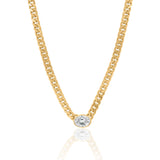 Gold Lab Grown Oval Diamond Cuban Link Necklace