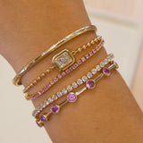 Gold Diamond Spaced Bangle Bracelet