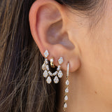 Gold Diamond Pear Chain Hoop Earrings