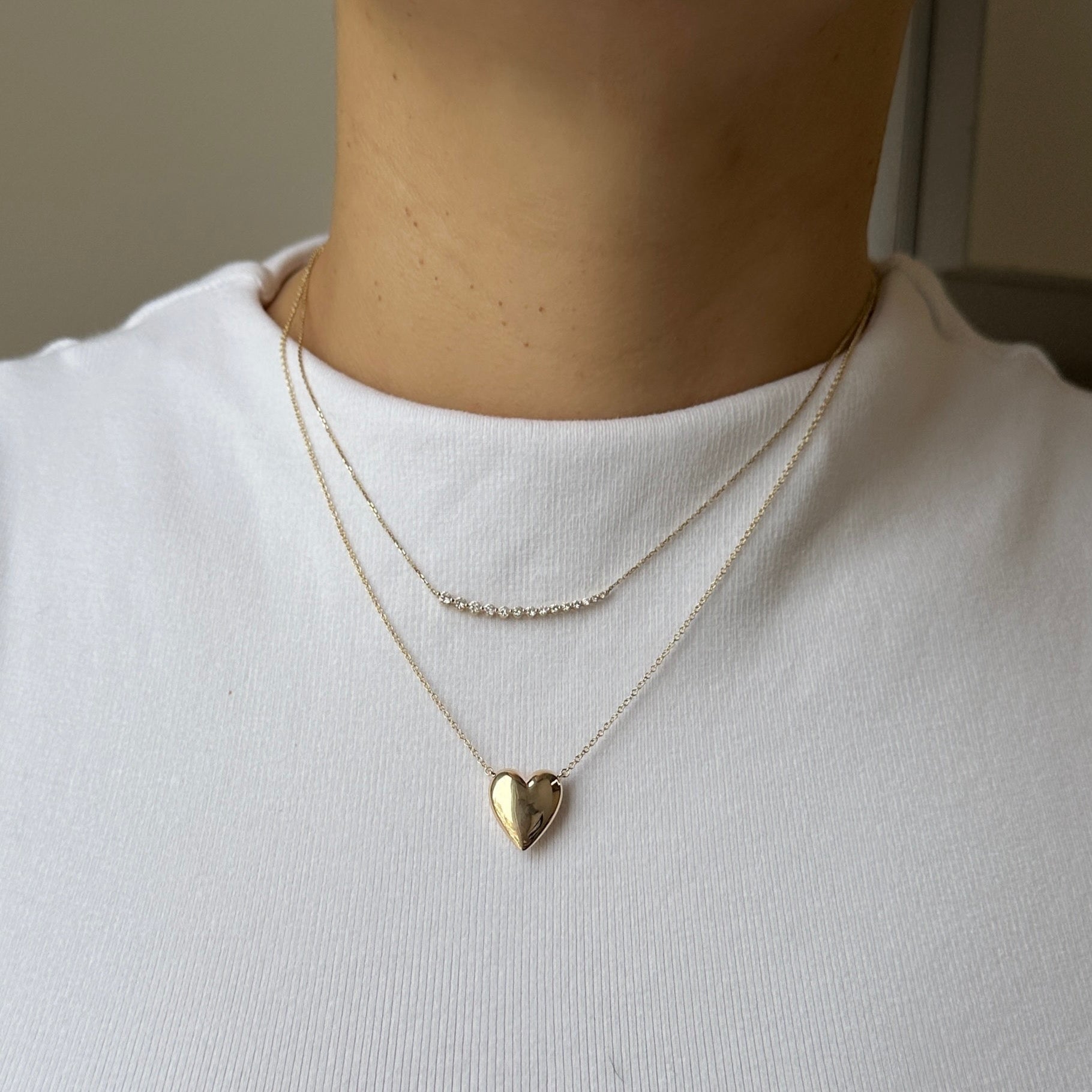 Vintage Solid 14K Gold Puffy Heart Charm Necklace – Boylerpf