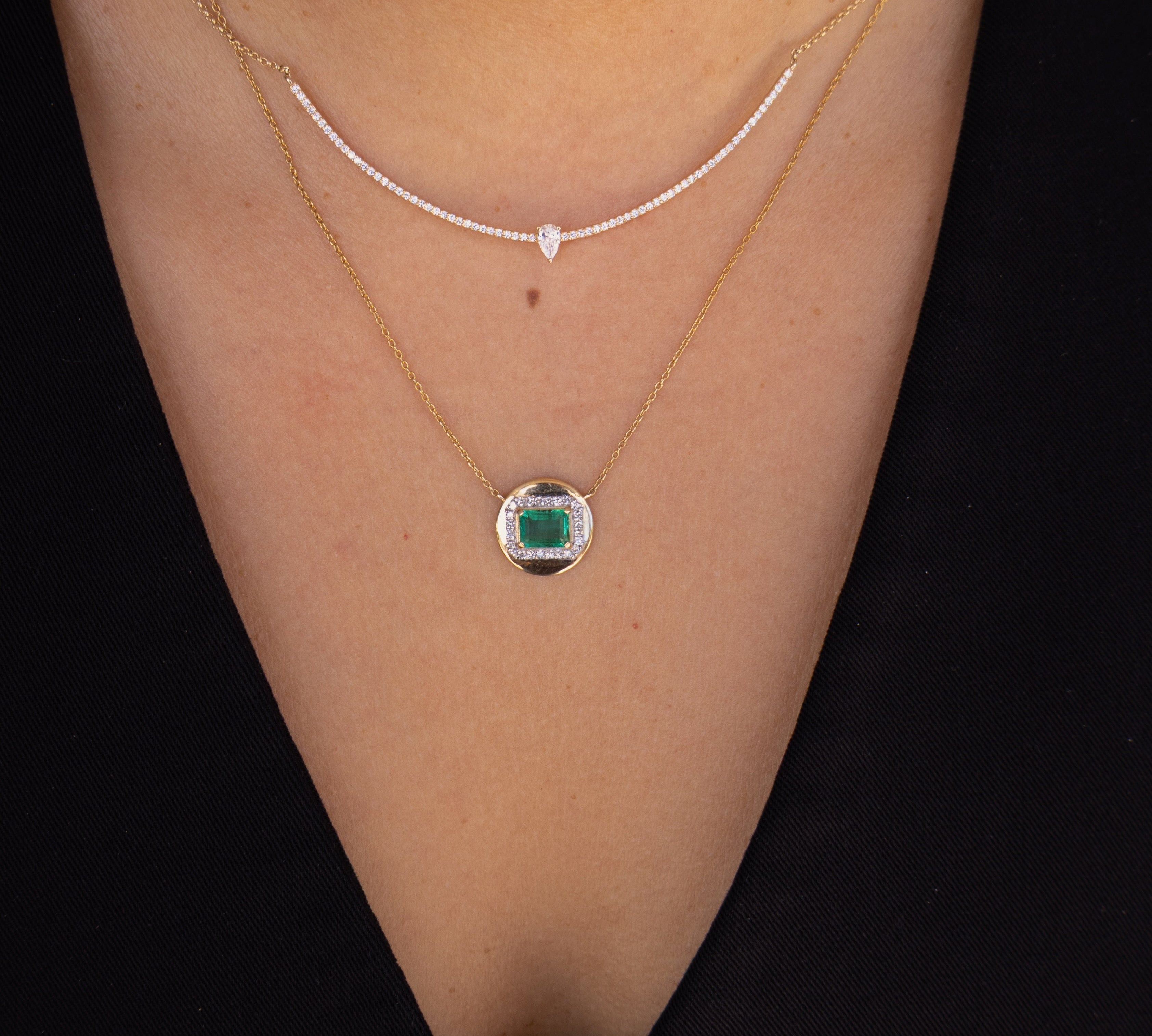 Gold Diamond Pear Curve Necklace