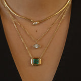 Gold Emerald Cut Rectangle Necklace
