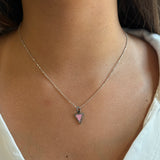 Sterling Silver Pink Enamel Triangle Charm Pendant