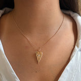 Gold Diamond Heart Evil Eye Pendant