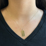 Gold Rectangle Happy Engraved Pendant