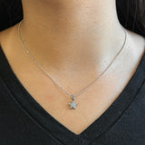 Sterling Silver Pave Diamond Star Charm Pendant