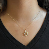 Gold Half Diamond Star Of David Pendant