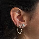 Gold Diamond Evil Eye Emerald Earring