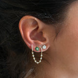 Gold Mini Emerald Flower Stud Earring