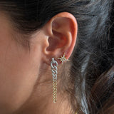 Gold Diamond Graduated Curb Link Chain Earrings