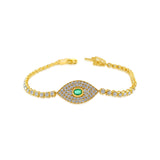Gold Pave Diamond Emerald Evil Eye Bracelet