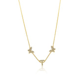Gold Diamond Letter T Butterfly Necklace