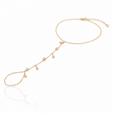 Gold Multi Bezel Drop Hand Bracelet