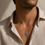 Gold Pave Diamond Emerald Lapis Pendant
