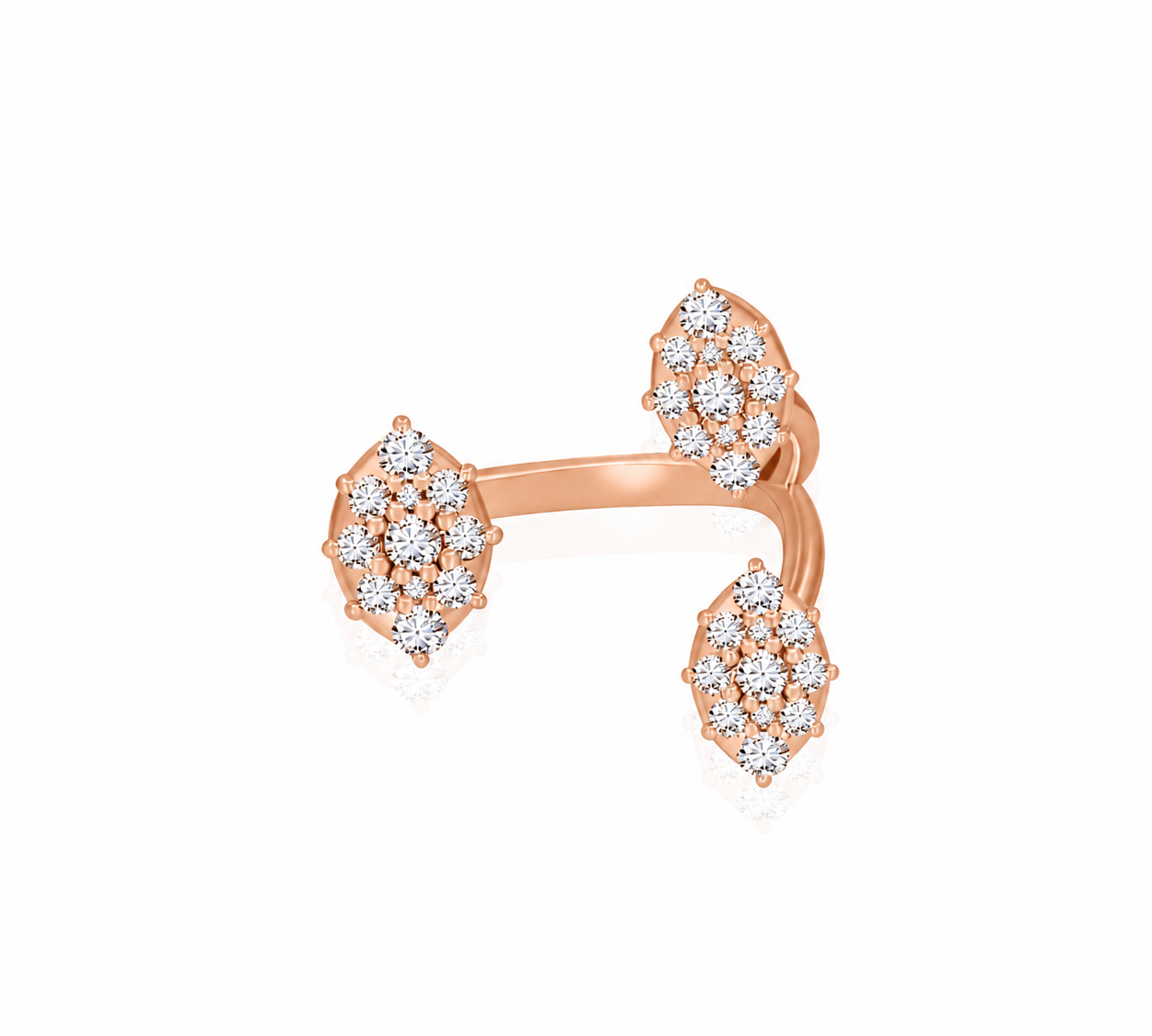 Gold Diamond Pave Marquise Open Ring