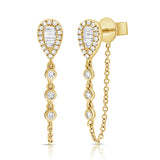 Gold Inverted Illusion Pear Bezel Loop Earring