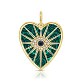 Gold Diamond Sapphire Evil Eye Heart Pendant