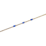 Gold Diamond Rectangle Sapphire Tennis Bracelet