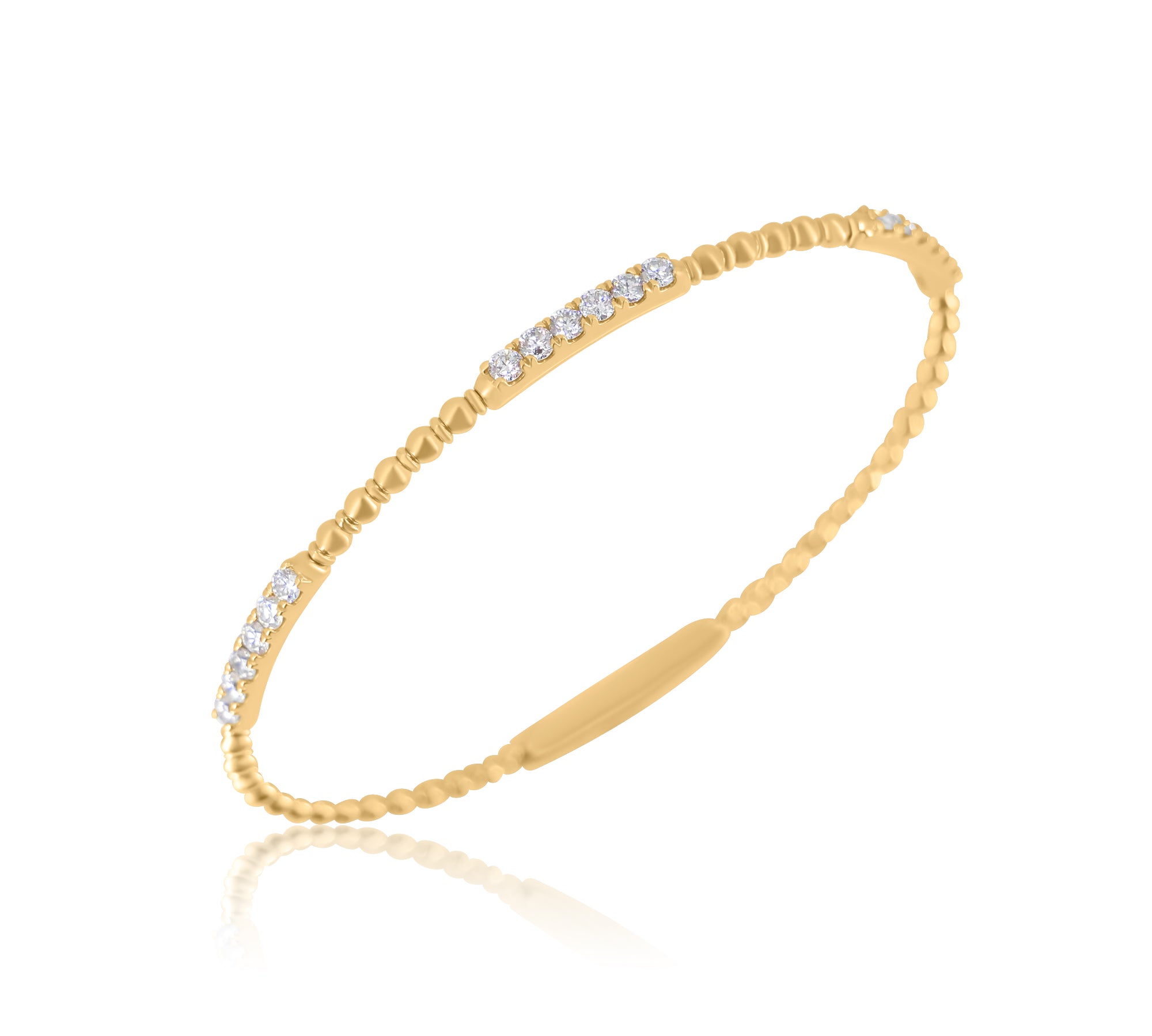Gold Diamond Bar Ball Bangle