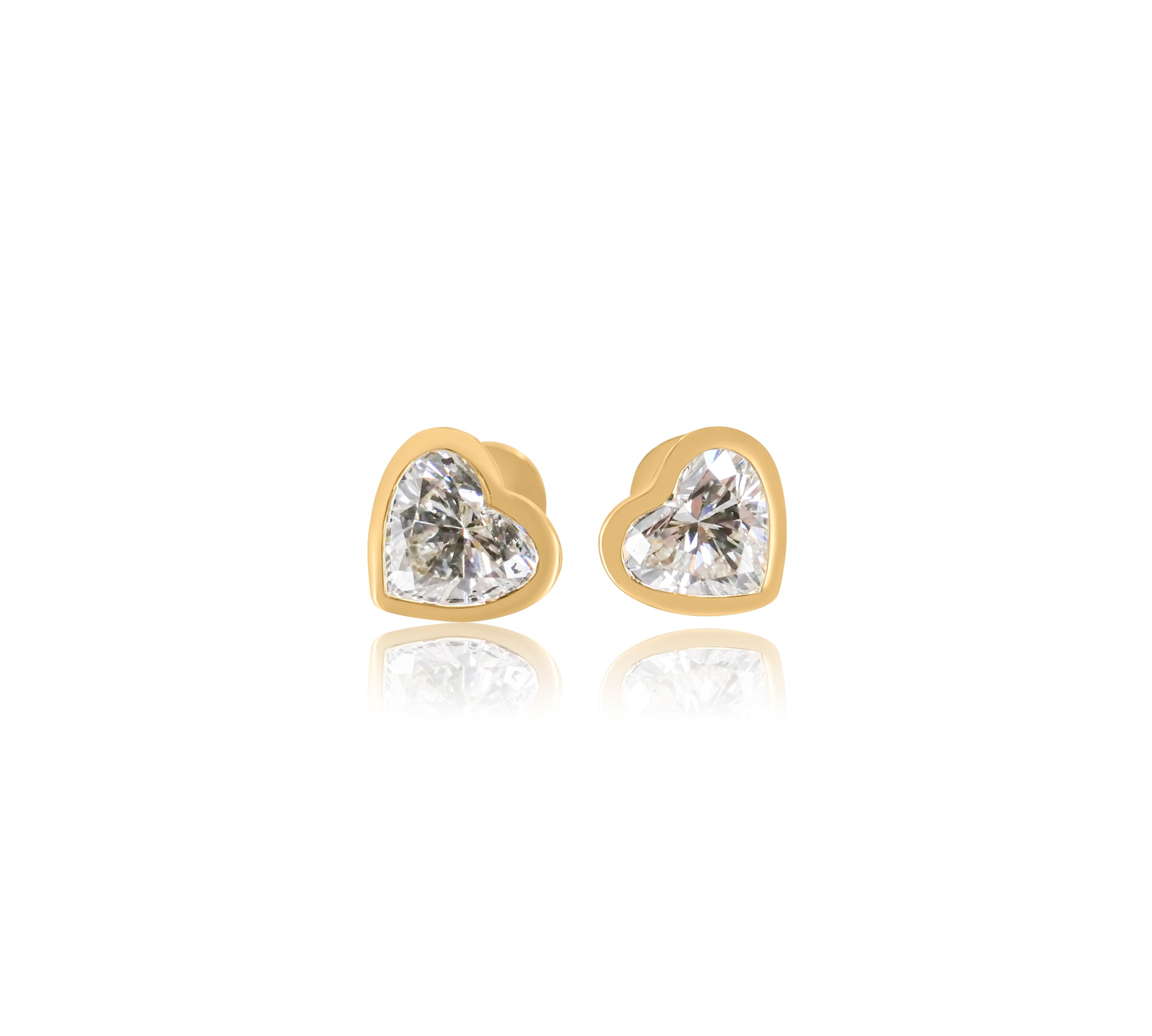 Gold Lab Grown Diamond Bezel Stud Earrings