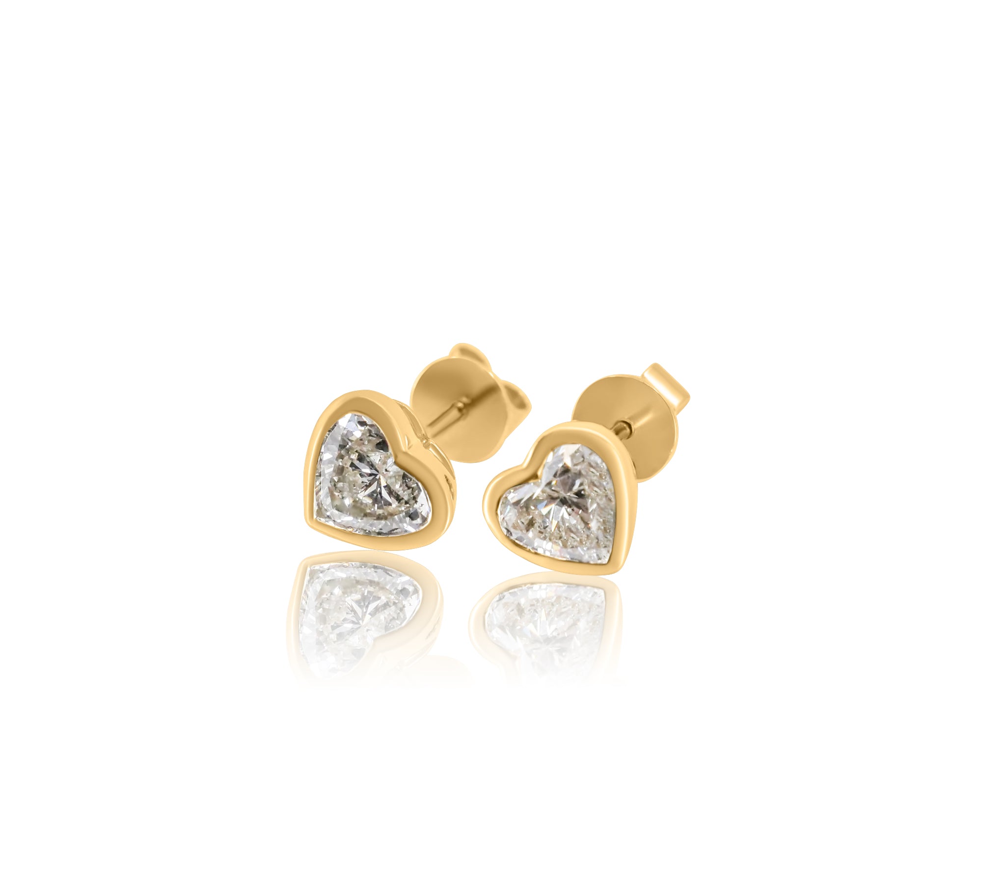 Gold Lab Grown Diamond Bezel Stud Earrings