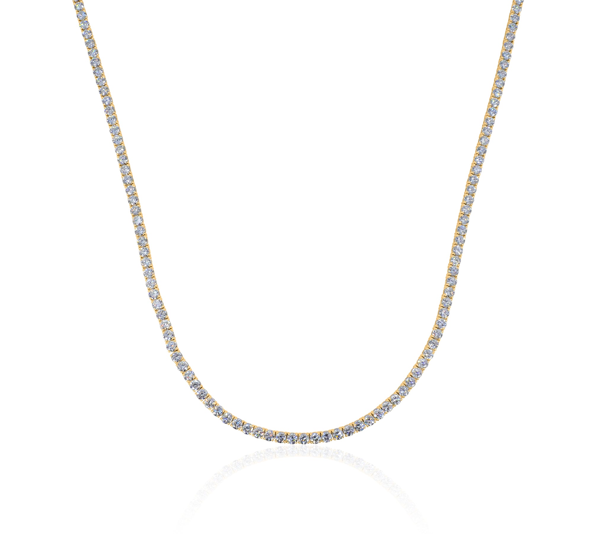 Gold Lab Grown Four Prong-Set Tennis Necklace