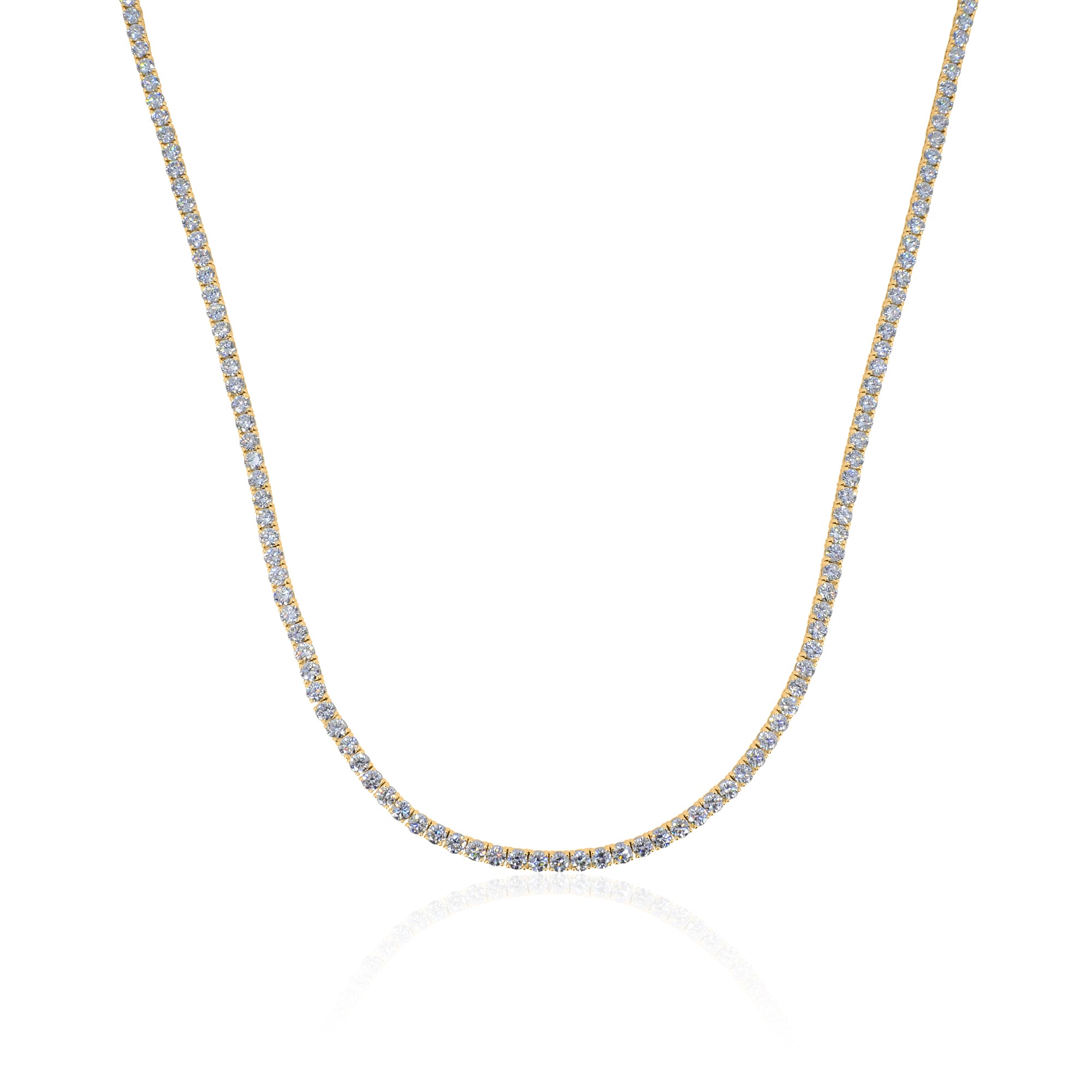 Gold Lab Grown Four Prong-Set Tennis Necklace