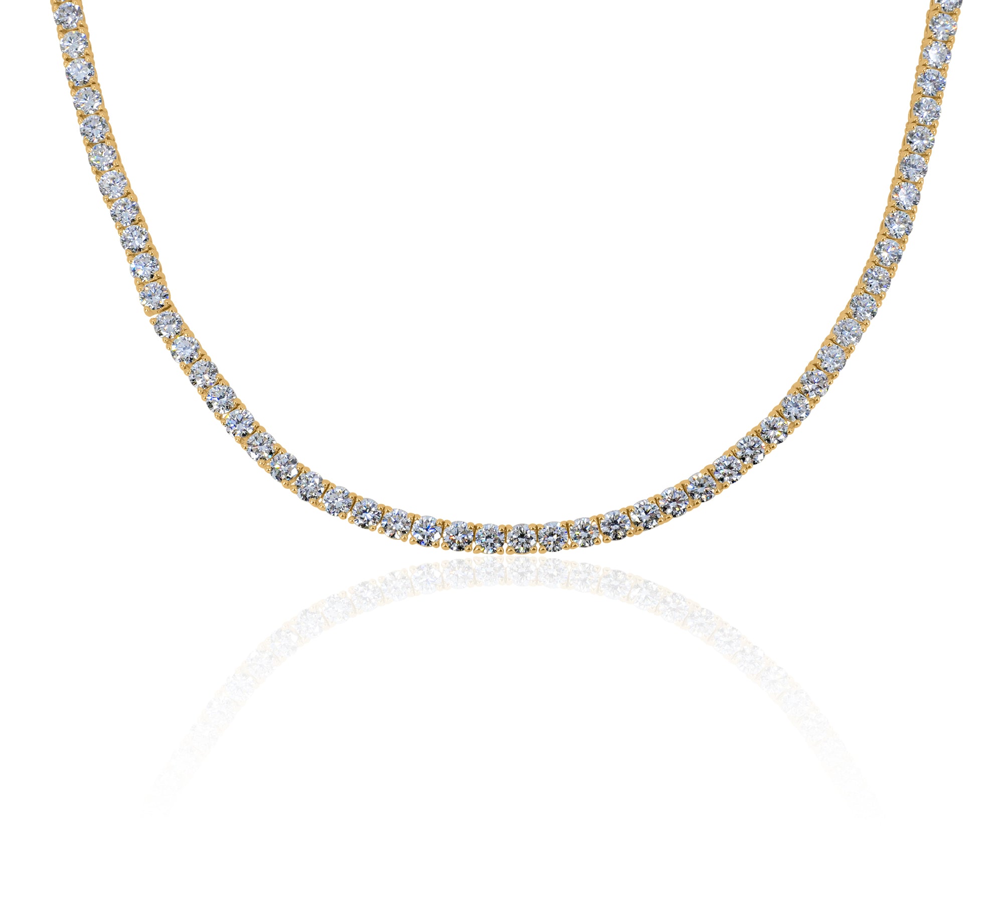 Gold Lab Grown Four Prong-Set Tennis Necklace